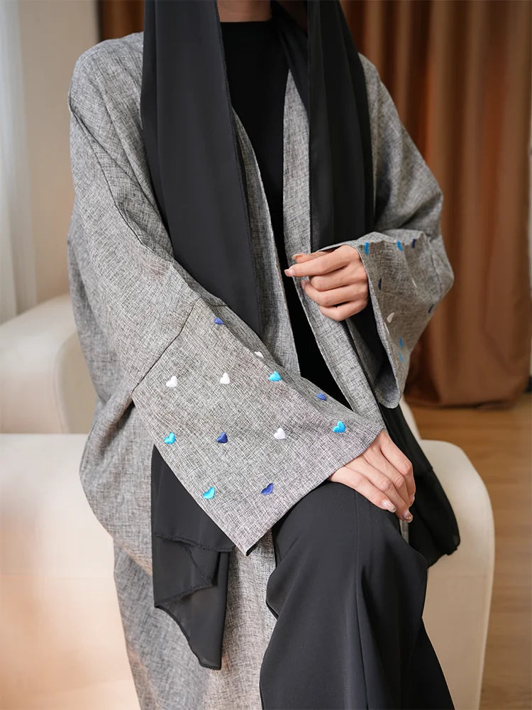 Heart embroidery kimono
